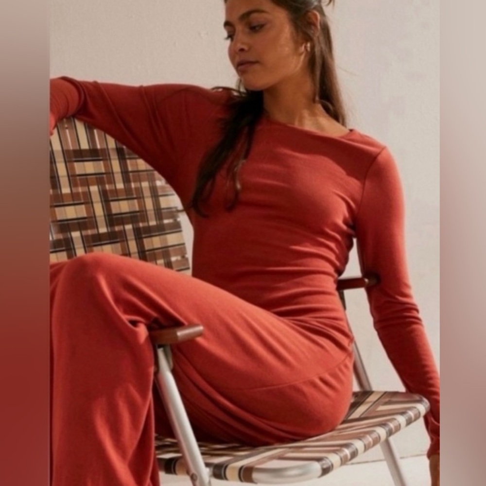Free People Beach  *Aubre* Open-Back Essential Maxi Dress in Rust. NWOT. Large